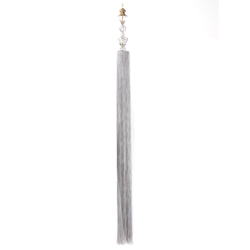Long Acrylic Bead with Polyester Tassel Hanging Ornament - 40.5", Green/Amber