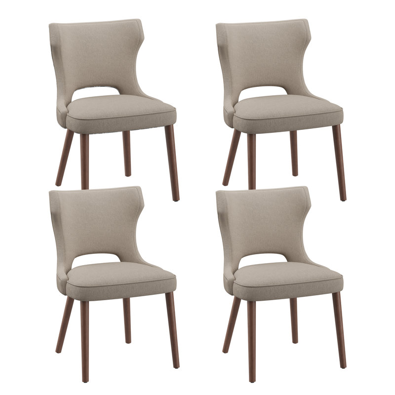 18.3'' Seat Height Modern Upholstered Wingback Dining Chair with Solid Wood Legs, Camel