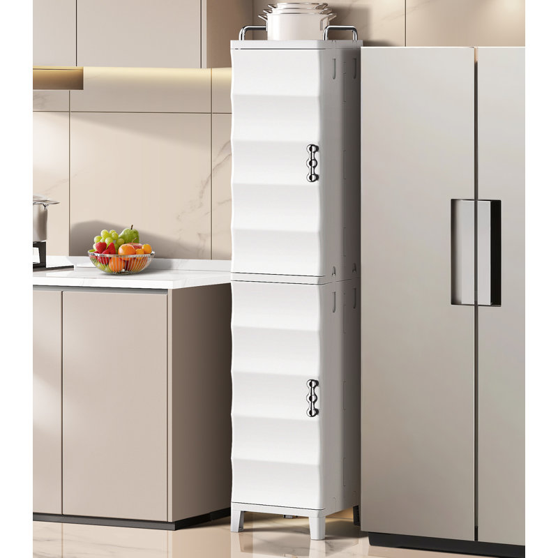 Tall Bathroom Cabinet With Door, Slim Bathroom Storage Cabinet, Freestanding Narrow Storage, White, Blanc