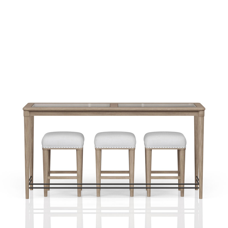 Frosted Glass Console Table With 3 Stools