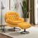 Anouk Tufted Back Type Swivel Base Accent Chair with Ottoman