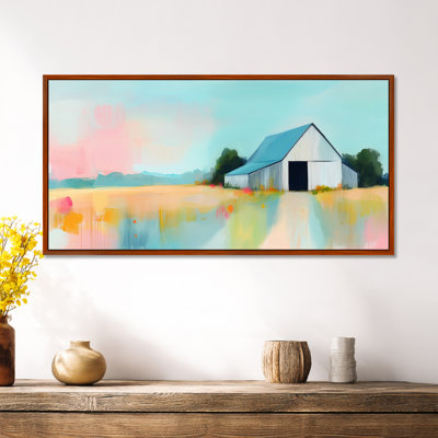 «Blue Pink Evie II», reproduction d'art encadrée rustique sur toile