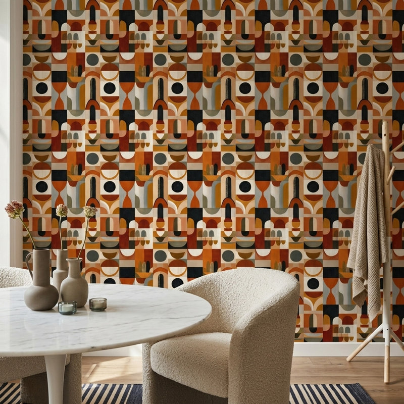 Papier peint mural Mid-Century, Texturé non collé