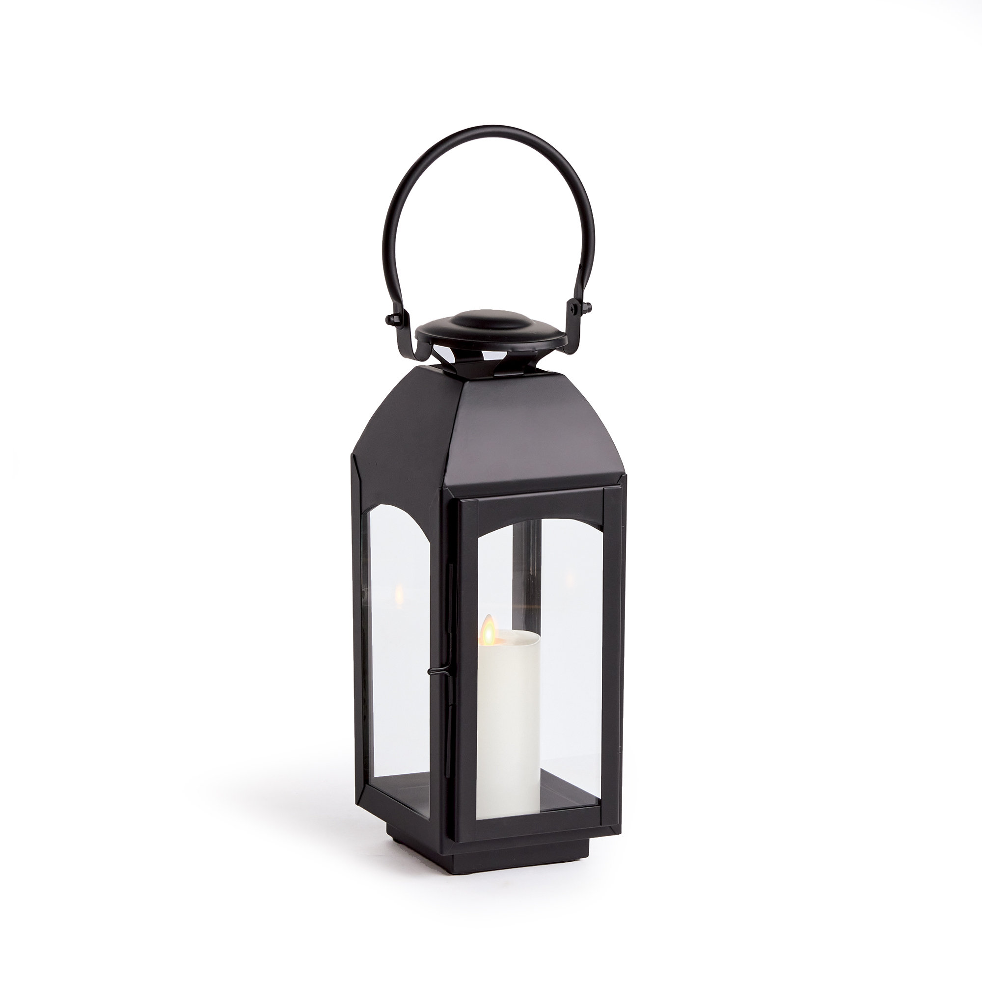 Furlane Iron Tabletop Lantern,  15.75" H x 6.5" W x 6.5" D, Black