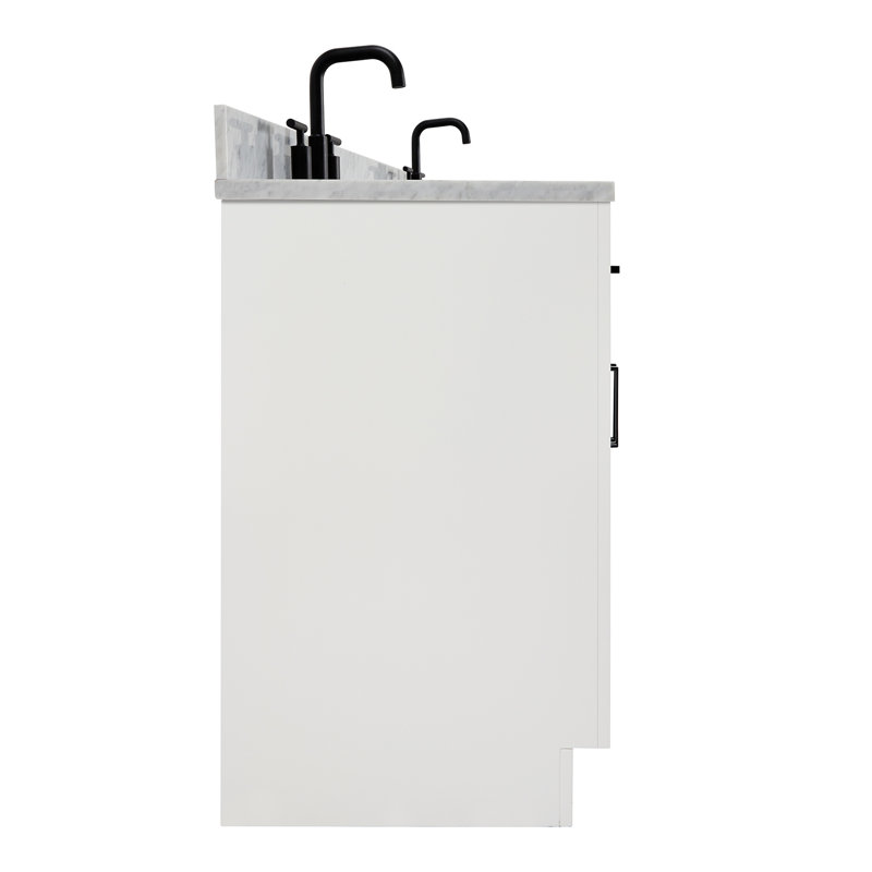 ARIEL HEPBURN 73 IN DOUBLE RECTANGLE SINK VANITY 1,5 IN, White, 67", Rectangular