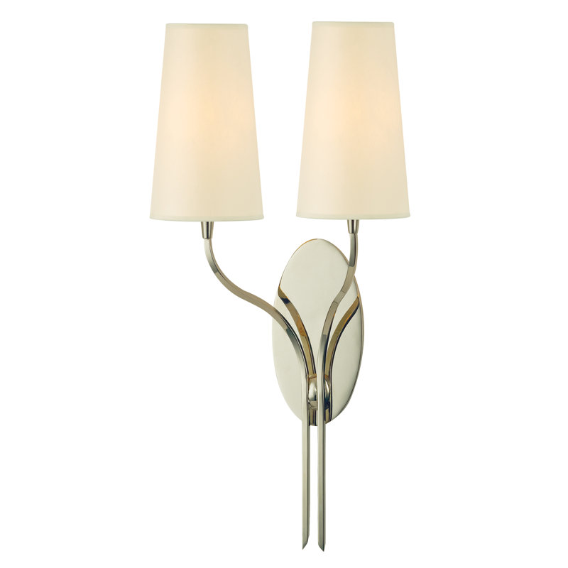 Luminaire mural 2 lumières Rutland, Crème, Nickel poli