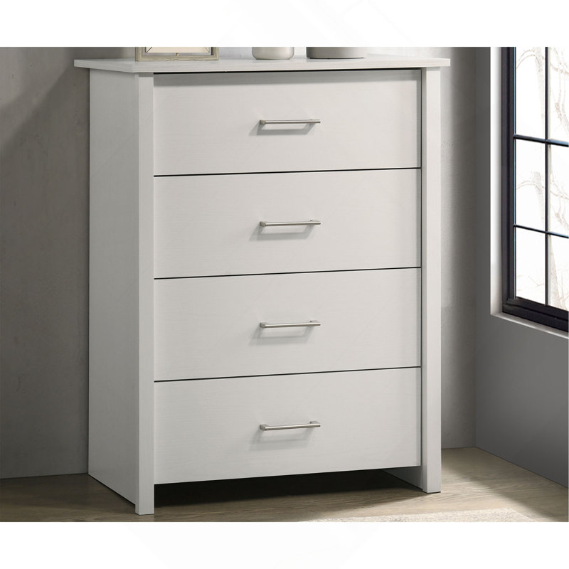 Commode 4 tiroirs avec poignées l 32 ", Blanc