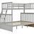 Twin Over Full Gray Bunk Bed Of Wood, Equipped With And Features, Strong Pine Build, Can Be Split Into Two For Added Convenience, No Spring Box Necessary, Top Handrail - Length Protection, Bottom