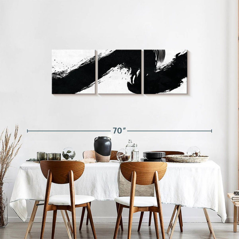 «Strokes And Lines Abstract Stroke on Canvas» par Daniel P, H 18 po x l 57 po