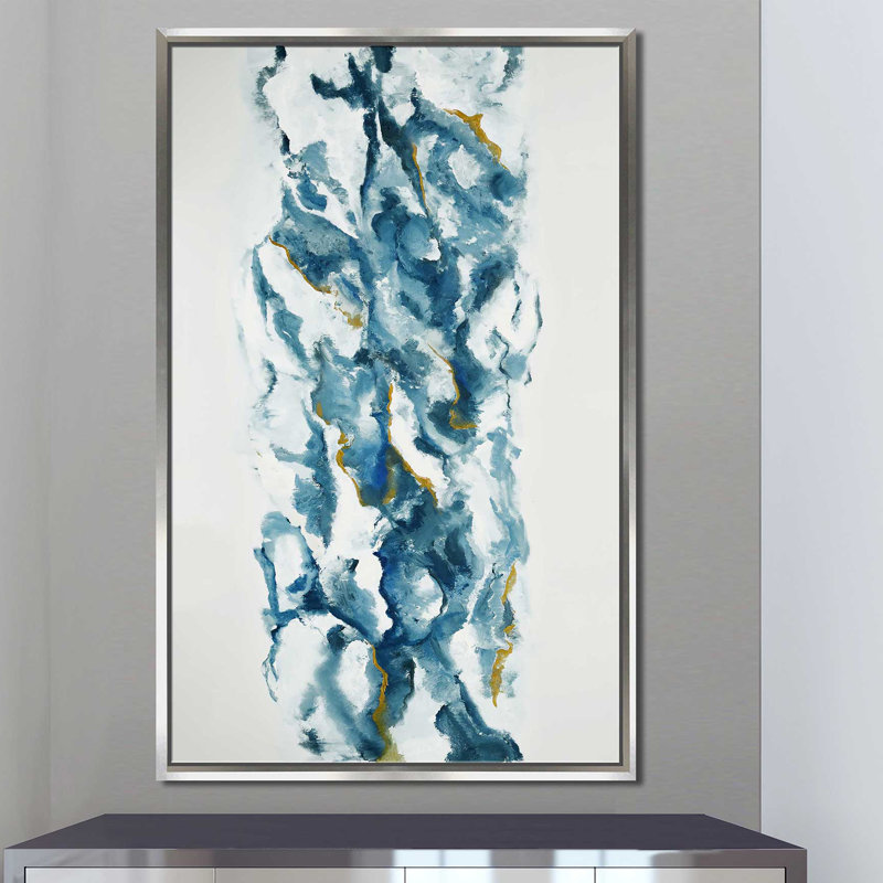 Into The Blue (Vert) - Imprimé, H 51,5 po x l 31,5 po x P 2 po, Cadre flottant argent