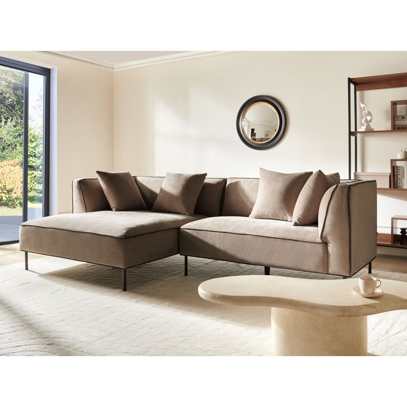 3 Seater Corner Sectional, Left Hand Facing, Light Brown