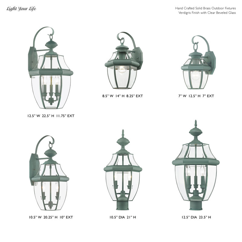 Tête de lanterne câblée 1 lumière Arelene, H 21,5 po x l 10,5 po x P 10,5 po, Vert-de-gris