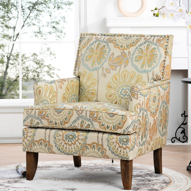 Chaises d'appoint pour le salon chaleureux, conception de chaise en tissu beige et jaune, rembourrage en éponge haute densité à l'intérieur, élément de câblage fin, pied de bouleau, chaises de charme de la salle d'assemblage facile à assembler, rembourrage de siège,