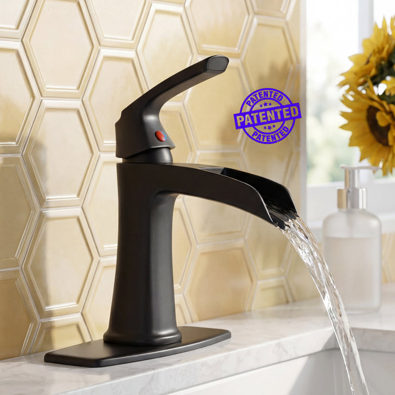 Robinet de salle de bain Waterfall, Noir mat