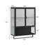 Armoire murale moderne à deux portes noire avec panneaux de verre et cadre en métal