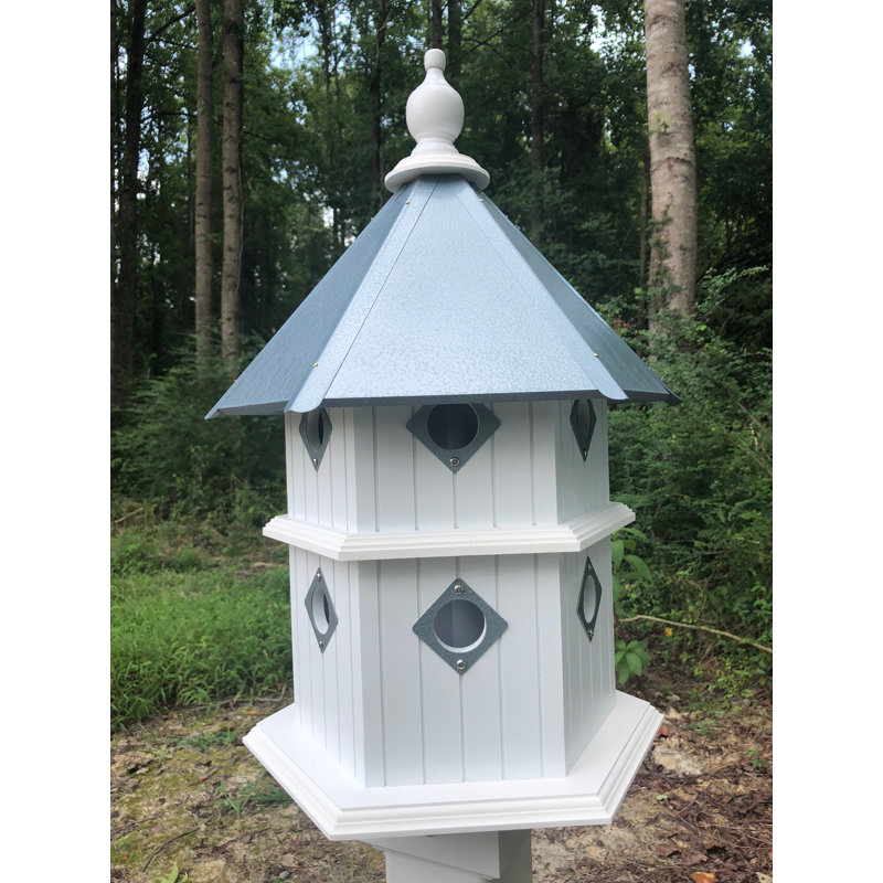 De Soto 27.375'' H x 16.75'' W x 16.75'' D Post Birdhouse, Light Blue