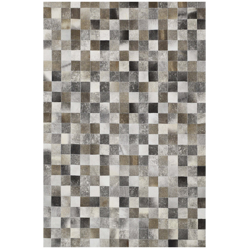 Sao Paulo Chequered Cowhide Area Rug, Rectangle 70 x 140cm