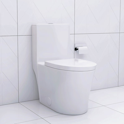 Toilette blanche avec chasse d'eau puissante et apparence élégante, brillante et confortable