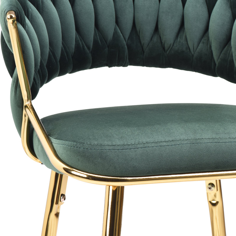 Kristyn Upholstered Counter Stool with Metal Frame, Green