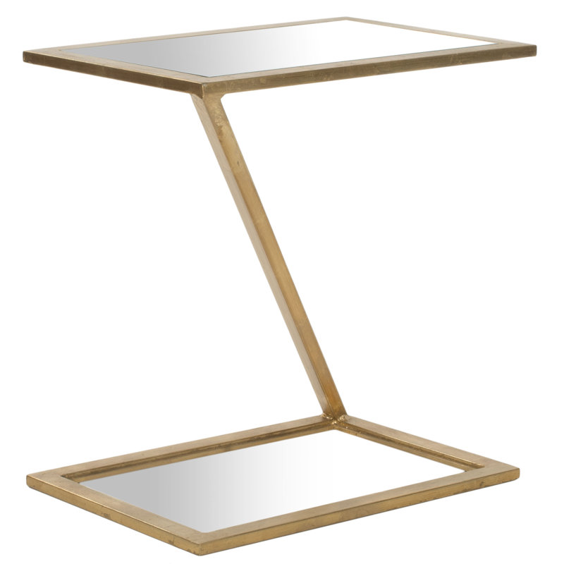 Table de bout avec tablette Oxendine, Gold / White Glass