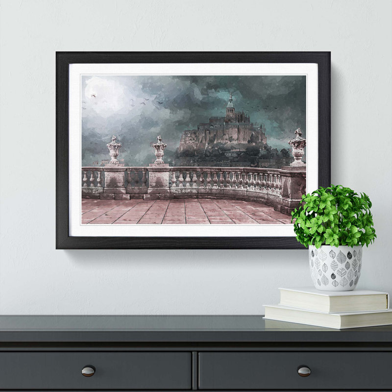 Mont St. Michel in Normandy France - Picture Frame Graphic Art Print, Black Framed, 48cm H x 65cm W x 2cm D