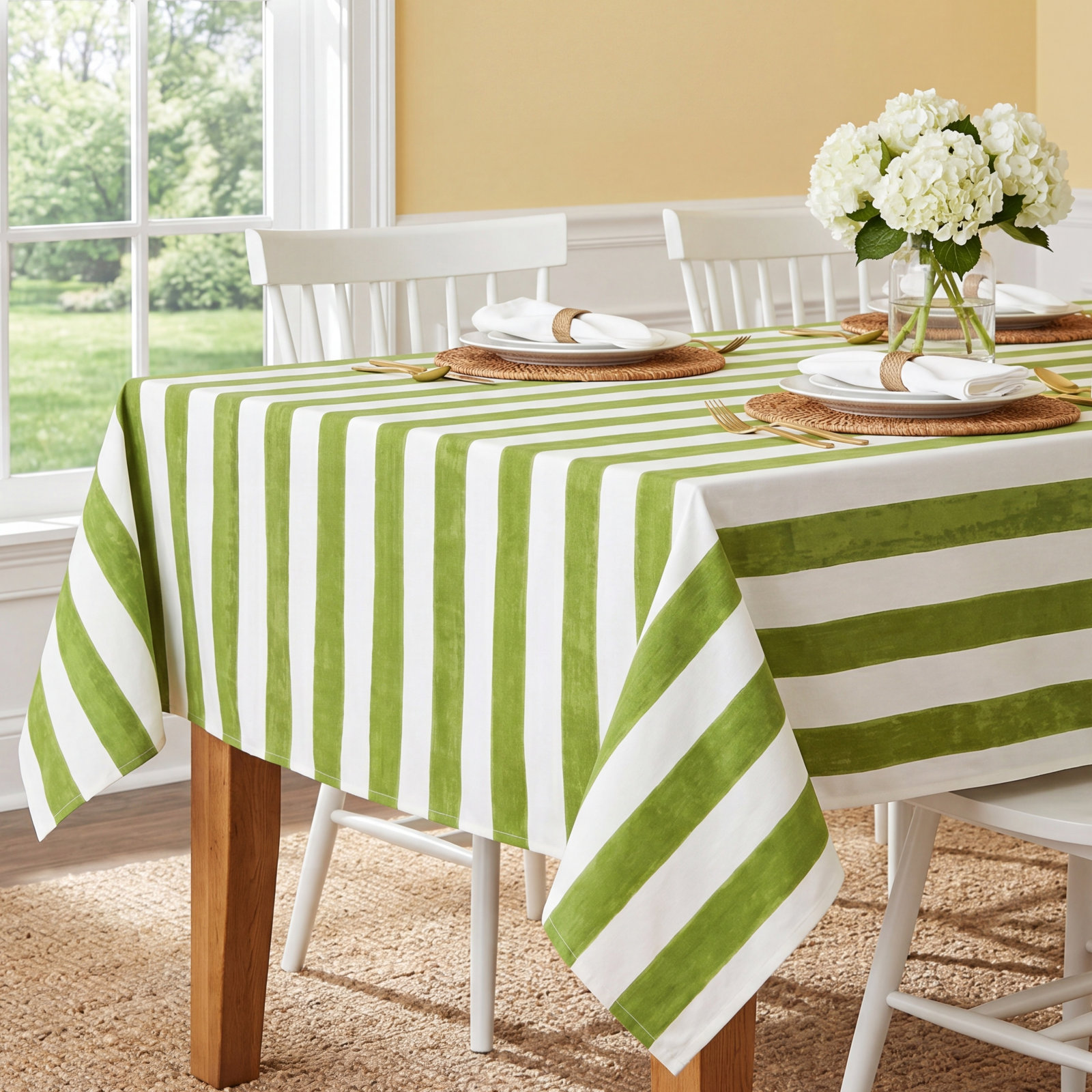 Brezhane Striped Independence Day Tablecloth, 71" Square, Vert
