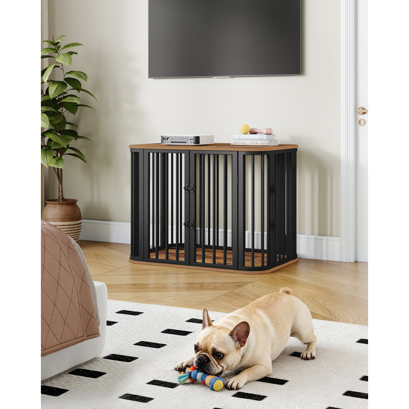 Dog Crate Furniture, 80 cm Multi-door Wooden Dog Crate, End Side Table for Small Medium Dogs, Modern Indoor Kennel, Anti-Chew Anti-Escape, 80 × 55 × 61.5cm, White