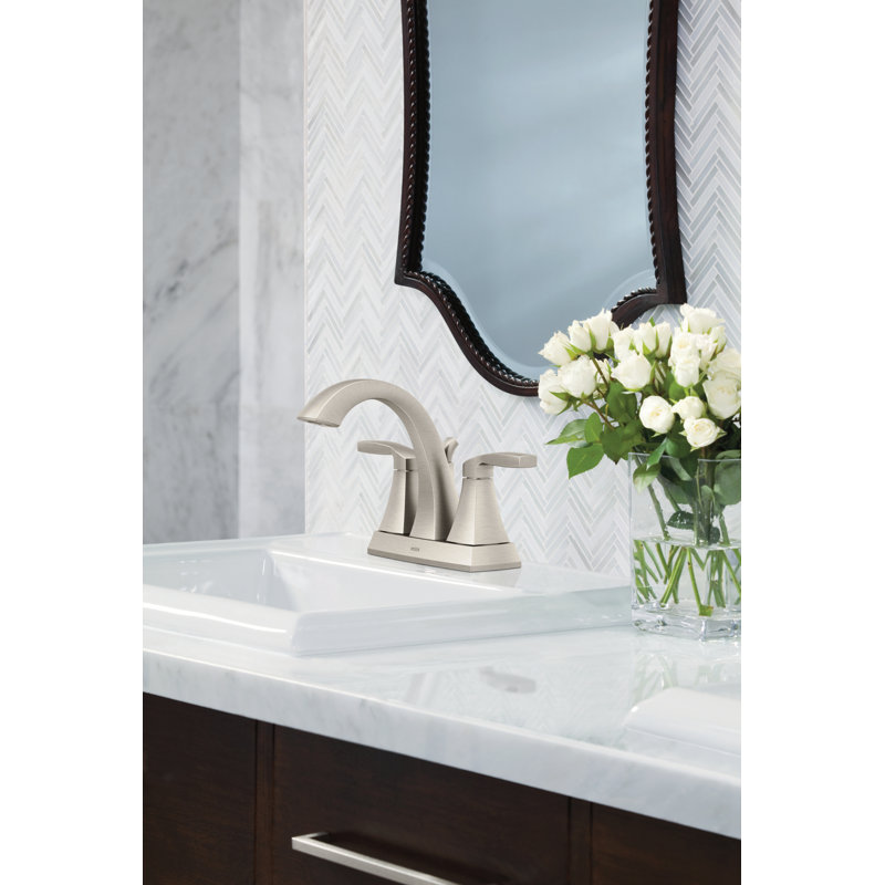 Robinet de salle de bain central avec drain Moen Voss, Nickel brossé