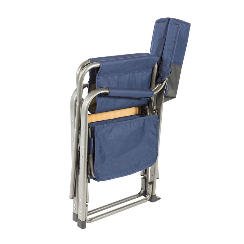 Blue Aluminum Folding Camping Chairs with Built-in Cooler (Set of 2)