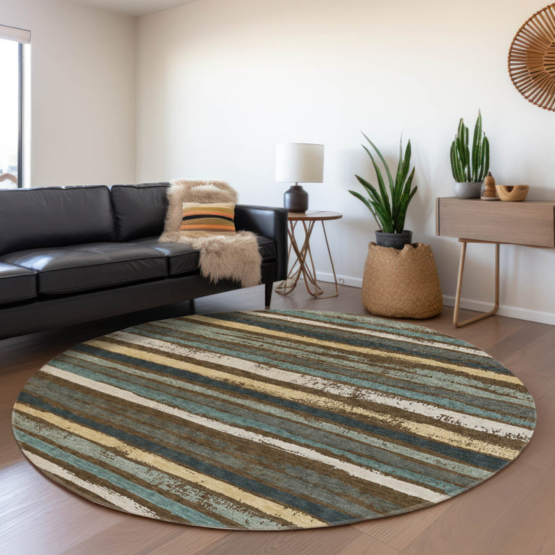 Sylira Brown Washable Indoor-Outdoor Rug - , 8' x 8'