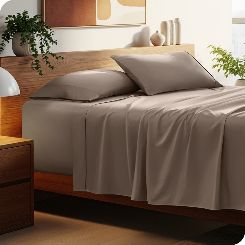 22" Deep Pocket Microfiber Sheet Set, Queen Sheet Set with 2 Pillowcases, Taupe