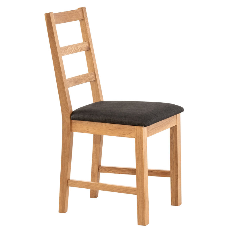 47cm H Fabric Upholstered Ladder Back Side Chair, Charcoal