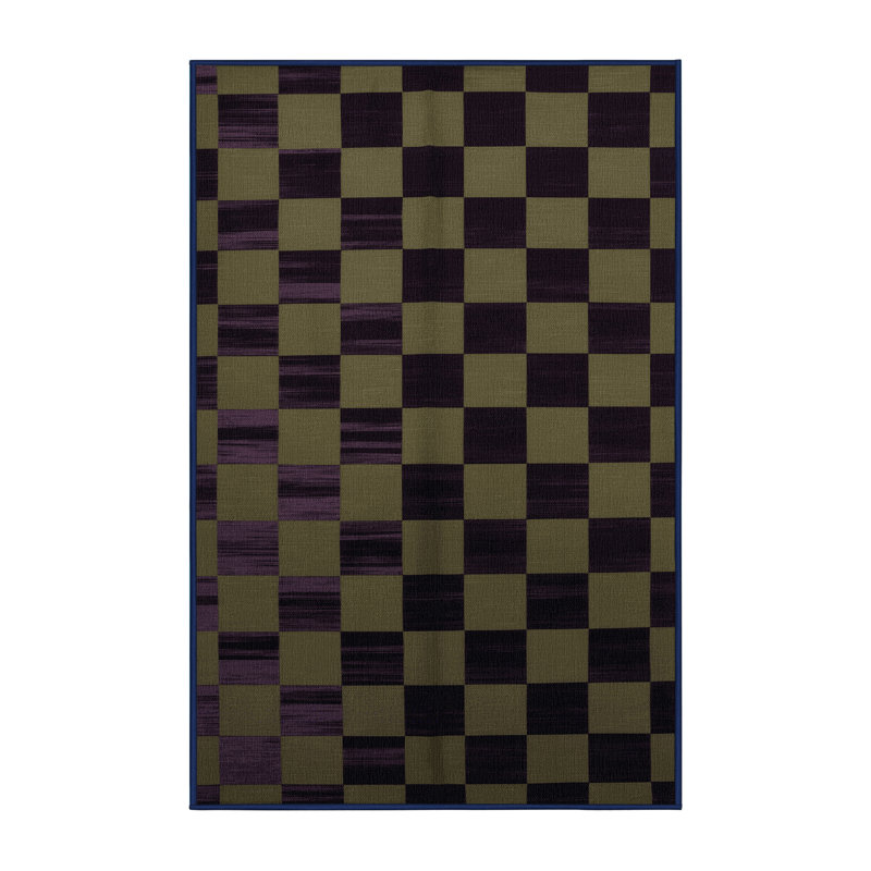 Machine Washable Checkered Purple Area Rug, Rectangle 5' x 8'