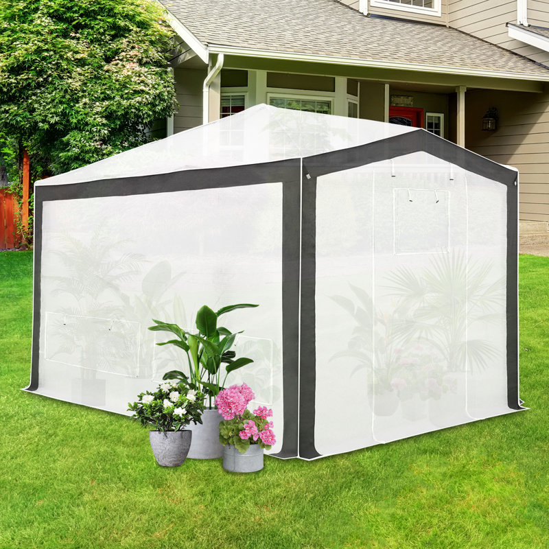 8 x 12 FT Outdoor Portable Walk-In Hobby Greenhouse, Flower House, Gray