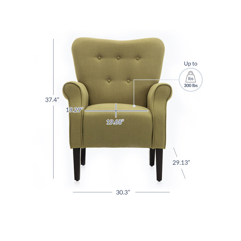  Fauteuil d'appoint rembourré 30,3 po Modern, Lin avocat