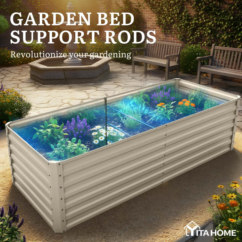 Ensemble de grand lit de jardin surélevé galvanisé 6X3x2ft avec gants, Beige