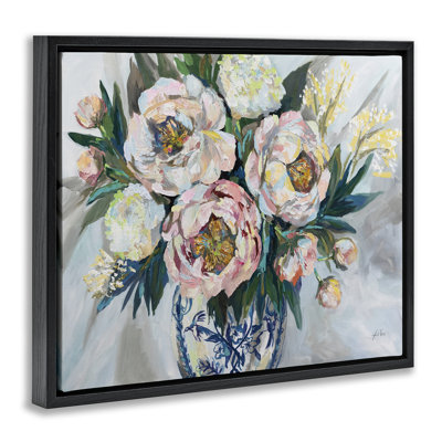 Bridal Bouquet in Ornate Vase Framed Floater Canvas Wall Art, design by Jeanette Vertentes