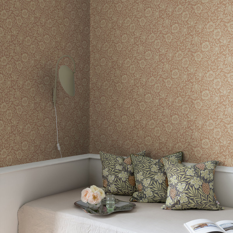 Alexavia Floral Mallow 10.05m x 53cm Wallpaper Roll, Multicolor Orange