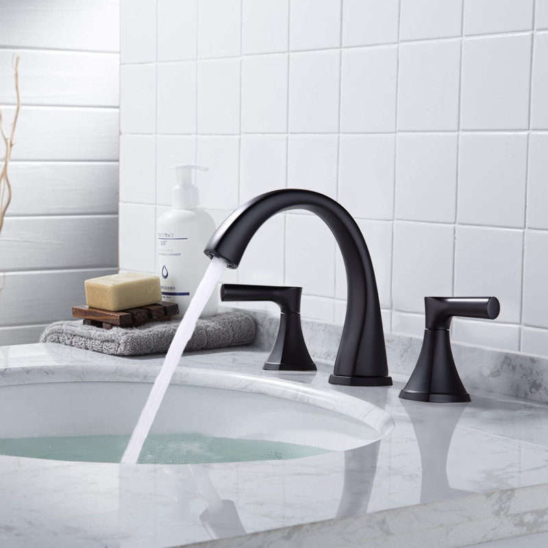 2-handle Bathroom Faucet with Drain Assembly, Matte Black