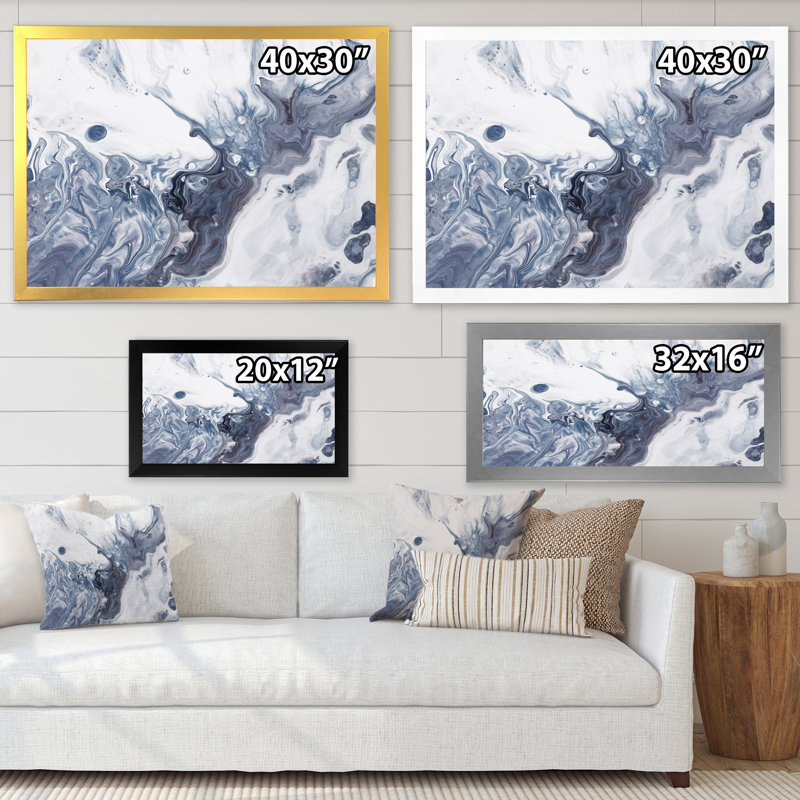 «Blue Blue and White», reproduction d'art sur toile, H 30 po x l 40 po, Toile à cadre d'angle fermé doré