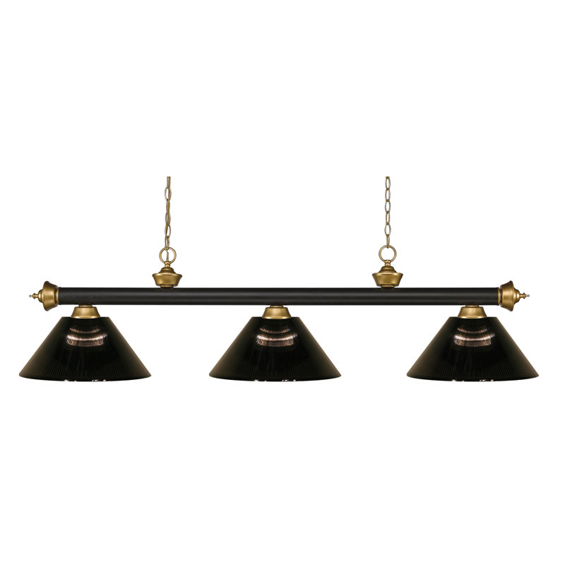 Luminaire suspendu linéaire à 3 lumières pour table de billard Chevelle, Fumée