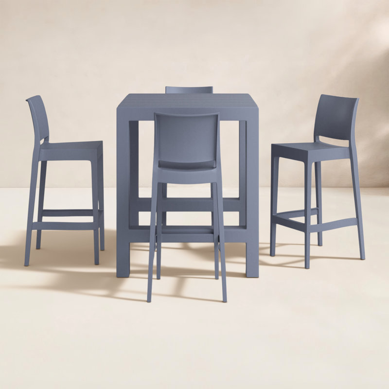 Farrah Bar Height Dining Set, Dark Gray