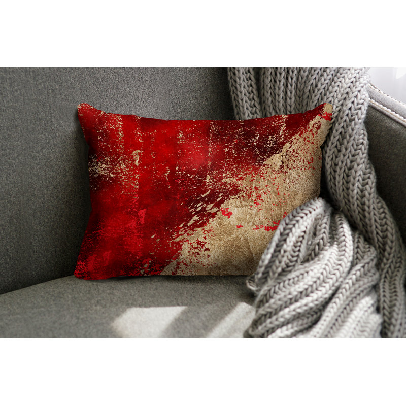 Coussin lombaire abstrait intérieur / extérieur, Rouge / or