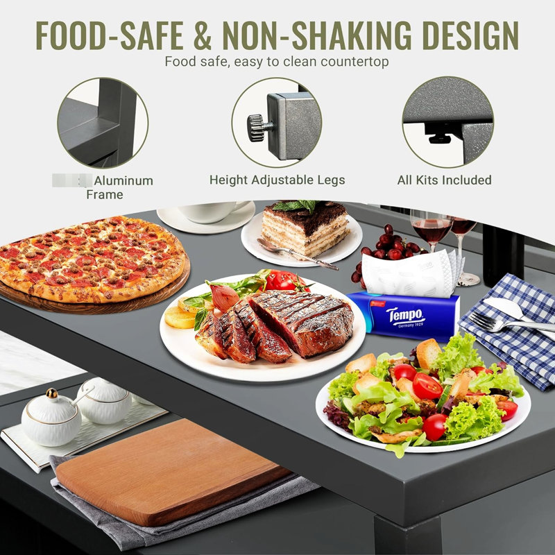 Armoire autoportante pour l'extérieur - Aluminium gris, comptoir en aluminium sécuritaire pour la cuisine