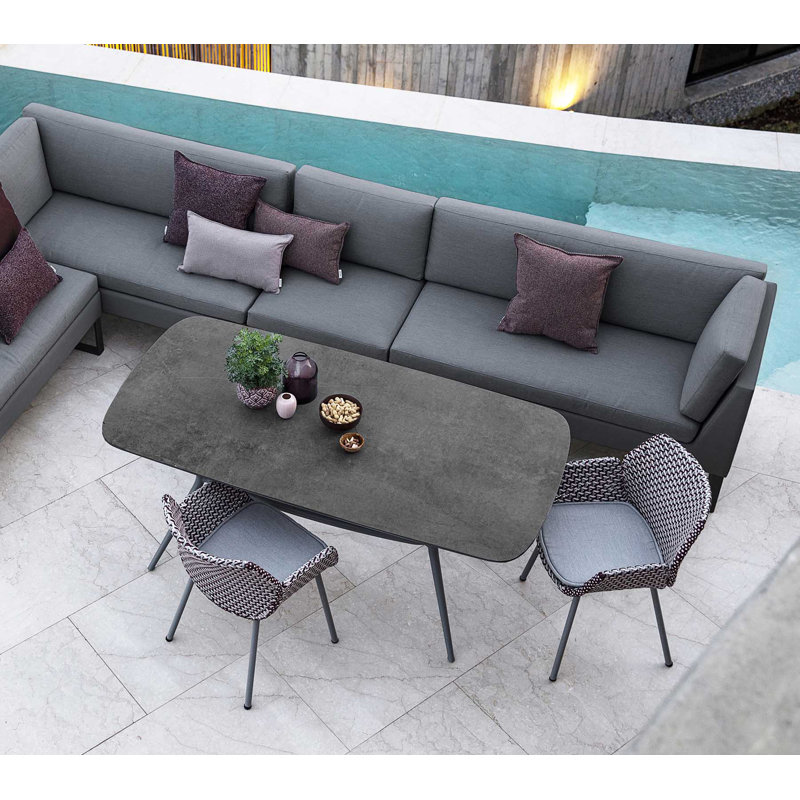 Flex 60.7" Wide Outdoor Patio Sectional with Cushions, Gray, Left Hand Facing
