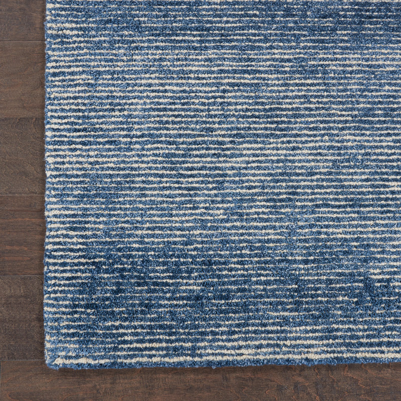 Tapis bleu touffeté à la main Zendejas, Rectangle 3 pi 9 po x 5 pi 9 po