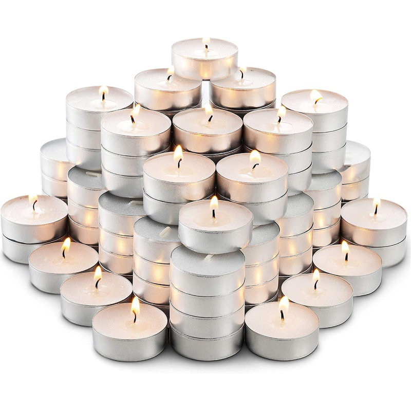 MantraRaj Unscented Tealight Candle with Metal Holder 3.5 Hour Burn Tea Light Candles Pack of 75, 150
