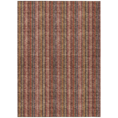 3' X 5' Blush Burgundy And Pink Striped Washable Indoor Outdoor Area Rug