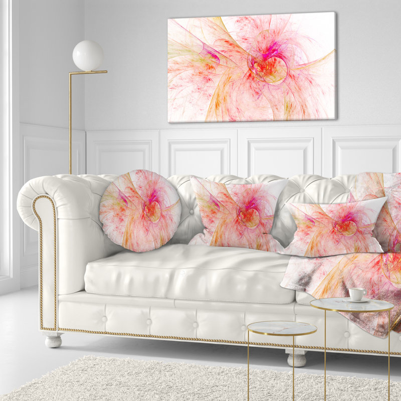 Pink Fractal Abstract - Coussin décoratif imprimé abstrait, Rectangulaire, 12 po x 20 po