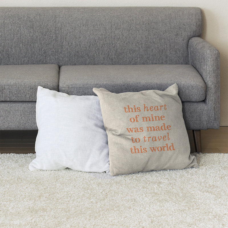 Coussin de sol, 28 po x 28 po, Blanc / Orange
